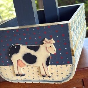 Vintage Handmade Wooden Rustic Basket